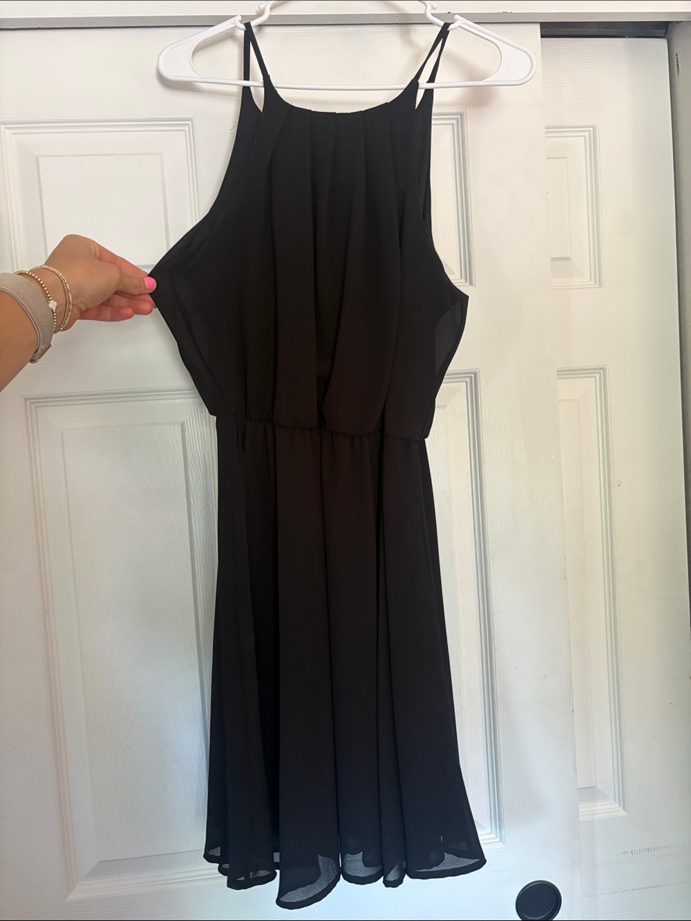 Francesca's Collections Black Halter Chiffon Dress